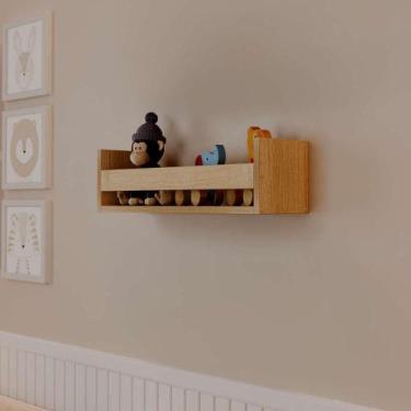 Imagem de Prateleira Porta Brinquedo Carvalho 60 x 12cm Suporte Invisivel - Merc