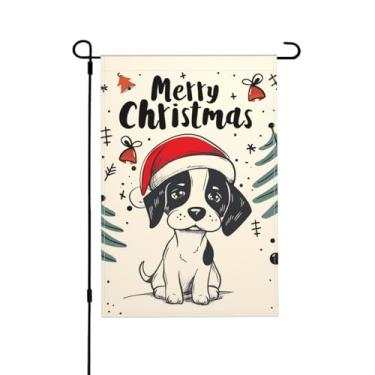 Imagem de Bandeira de jardim de Natal Beagle Dog dupla face vertical sazonal inverno exterior quintal decorações de gramado 12,5 x 18 polegadas