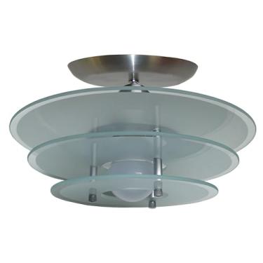 Imagem de Lustre Plafon com 03 Vidros - Para 01 Lâmpada E27 - Ideal para Sala, Quarto, Cozinha (Redondo Fosco)
