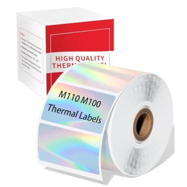 Imagem de Etiquetas térmicas M100 M110, 40 x 30 mm/1,57 x 1,18, adesivos de cor refletiva compatíveis com impressora Phomemo M110 M100 M102 M108 M120 M220 M221, adesivos de logotipo de grau comercial para