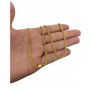 Imagem de Cordão Grumet Lacraia 3mm Banhado Ouro Luxo 70cm