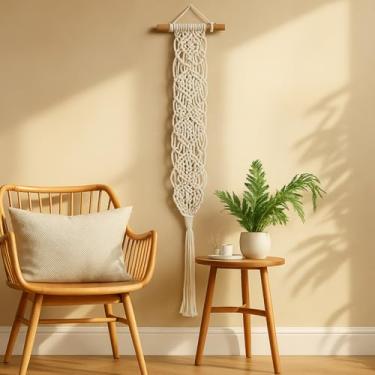 Imagem de AceOrbit Organizador de óculos de sol macramê Boho montado na parede, suporte de óculos de sol trançado para exibição de óculos de sol para quarto boêmio, decoração de escritório em casa