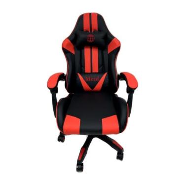 Imagem de Cadeira Gamer IDL2003, Tecido Vermelho e Preto, Espuma de Alta Densidade, Apoio de Braço Reclinável, Base PP 320mm, Rodas PU, 120x80x50cm
