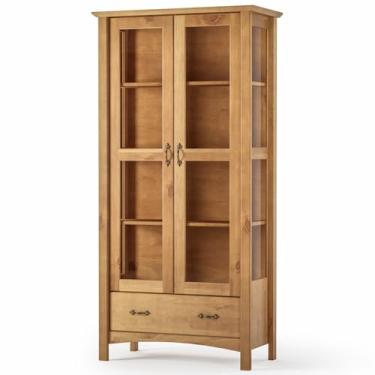 Imagem de Cristaleira de Madeira Com Vidro 2 Portas 1 Gaveta Lira M06 Carvalho Fosco - Lyam Decor