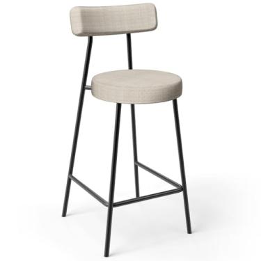 Imagem de Banqueta Baixa Para Cozinha Sala De Jantar Bar Bancada Milão L02 Linho Palha - Lyam Decor