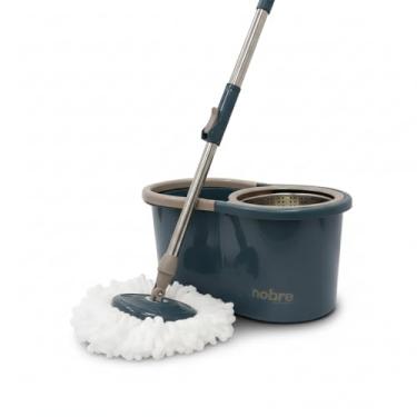 Imagem de Kit Limpeza Mop Giratório Balde Com Cesto Inox 2 Refis 13L