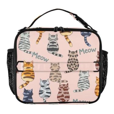 Imagem de Joisal Lancheira fofa de gatos rosa para mulheres, meninas, lancheira masculina e infantil, lancheira para trabalho, bolsa térmica para meninos