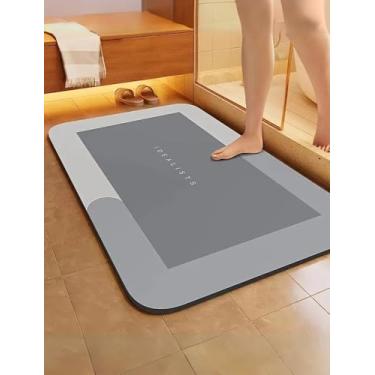 Imagem de Tapete super absorvente versão fina - rápido e seco, tapete absorvente antiderrapante, tapete de banho macio e confortável, adequado para banheiro, quarto, sala de estar, tapete de cozinha, cinza