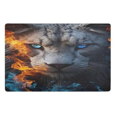 Imagem de Joisal Fierce Beasts Ice Fire Tapete de porta ultrafino absorvente para lavanderia, tapete de varanda frontal, decoração de varanda ao ar livre