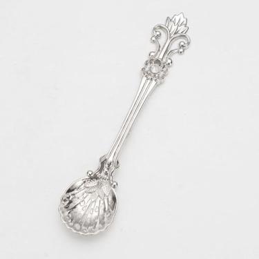 Imagem de Mini utensílio decorativo de liga com padrão de coroa vintage refinado cabo longo estilo real colher prata
