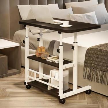 Imagem de Mesa Multiuso Ajustável com Rodinhas para Notebook, Escrivaninha Portátil para Home Office (Preto)
