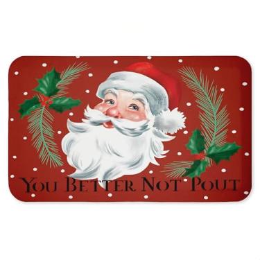 Imagem de Better Not Pout Tapete antifadiga vintage Papai Noel, tapete ergonômico acolchoado para cozinha e pé com suporte antiderrapante, tapete confortável ecológico, design por Caverly Smith, 76 cm x 45 cm