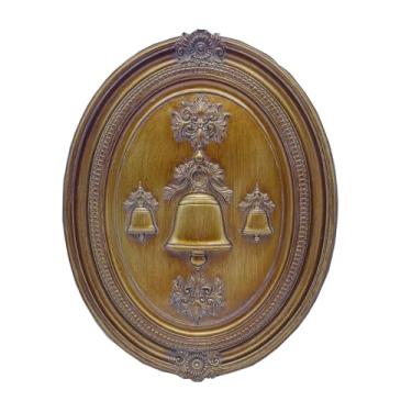 Imagem de SIKOO Esculturas de parede vintage bronze ouro anel sino arte de parede pintado à mão ornamentado decoração de parede antigo frontão estátua de parede ornamento galeria de decoração para cozinha