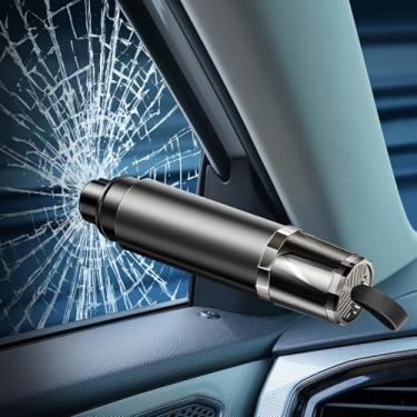 Imagem de Disjuntor de janela de carro, martelo de vida de segurança, ferramenta de emergência para escapar de vidro quebrado no carro, martelo de quebra de janela rápida (preto)