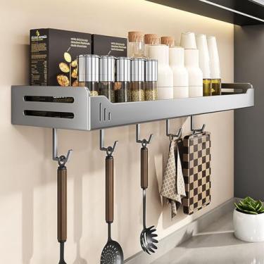 Imagem de Dreamhousey Utensílios de cozinha de aço carbono, prateleira de temperos montada na parede, utensílios de cozinha, óleo, sal, molho de soja, vinagre, especiarias, condimentos, prateleira de