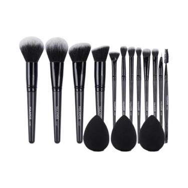 Imagem de Conjunto De 12 Pincéis De Maquiagem E Esponjas Para Base, Corretivo E 