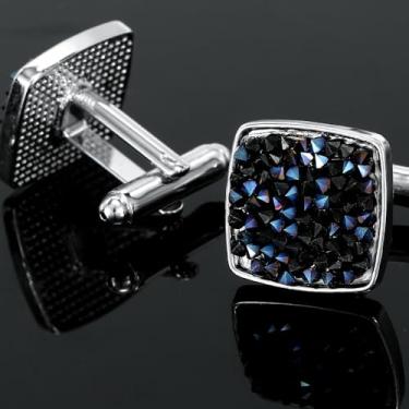 Imagem de Abotoaduras coloridas de concha design céu estrelado abotoaduras elegantes para homens mulheres acessórios ternos e camisas de negócios, one size, Metal, Sem Pedra Preciosa