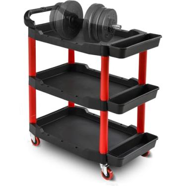 Imagem de Organizador de carrinho de ferramentas de detalhamento automático de 3 camadas com rodas bloqueáveis, carrinho utilitário de serviço pesado de 199 kg com alça, organizador de lavagem de carro para