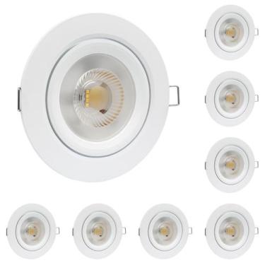 Imagem de Kit 8 Spot LED Embutir Redondo Bivolt 5W Branco Quente 3000k Iluminaçã