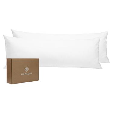 Imagem de Bioweaves Capa de travesseiro corporal 100% algodão orgânico para fronhas corporais 300 fios de cetim macio com certificado GOTS com fecho de zíper - 53 cm x 137 cm, branca, pacote com 2