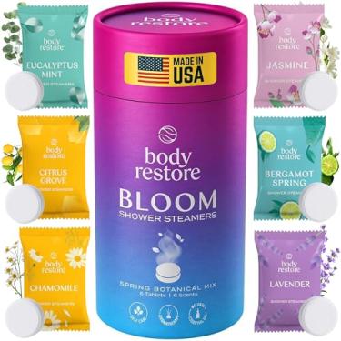 Imagem de Body Restore Chuveiros vaporizadores de aromaterapia pacote com 6 - meias de Natal, presentes de aniversário para mulheres, elefante branco, relaxamento, autocuidado para homens - Bloom