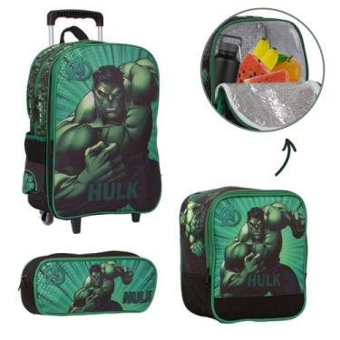 Imagem de Mochila Infantil Masculina Rodinha Incrível Hulk Herói - TOYS 2U