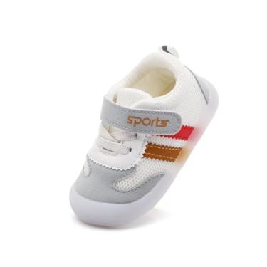 Imagem de Sapatos de bebê infantil meninos meninas tênis de caminhada malha respirável leve tênis para primeiros caminhantes 9 12 18 21 24 meses, X02-amarelo, 15-18 Months Toddler