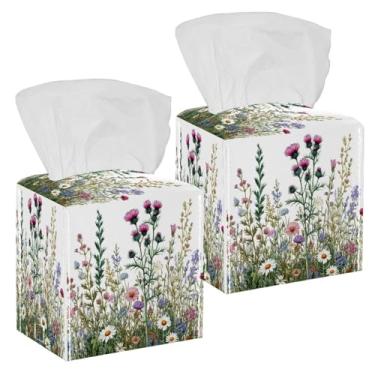 Imagem de Capa de caixa de lenços de papel quadrado de hortênsias de primavera de couro organizador de papel facial decorativo para mesas de cabeceira mesa banheiro cozinha carro escritório decoração de casa