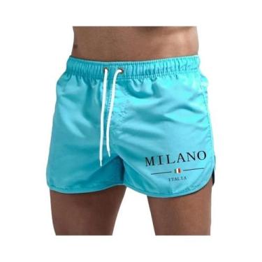 Imagem de Bermuda Masculina Leve De Secagem Rápida Para Verão, Estampa Urbana, P