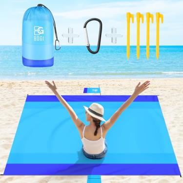 Imagem de Cobertor de praia à prova de areia, 200,7 x 210,8 cm, grande, impermeável, sem areia, para 4 a 8 adultos, cobertor de piquenique compacto e leve sem areia para praia, viagens, acampamento, trilhas