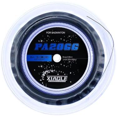 Imagem de Corda de raquete de badminton corda de raquete de badminton de 0,66 mm 200 m Corda de nylon para treinamento de badminton (preto carretel de 200 m)