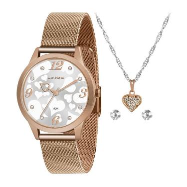 Imagem de Relógio Feminino Analógico Rose Com Pulseira Em Metal