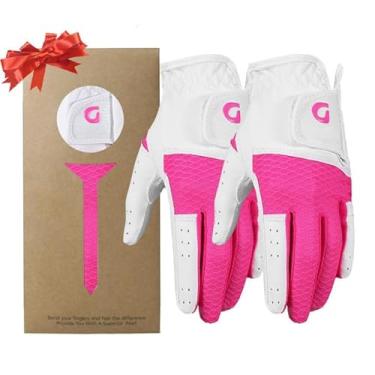 Imagem de Luvas de golfe juvenis, mão esquerda, luvas de golfe infantis para meninos e meninas (rosa, GG (idade 14-16) - pacote com 2