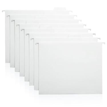 Imagem de Pastas de arquivo brancas penduradas – Pacote com 8, pastas organizadoras de arquivos tamanho carta para casa, escritório, escola e armários de arquivamento