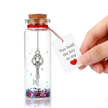 Imagem de Pingente de garrafa decorativo para o dia dos namorados, presentes românticos para namorada e namorado, esposa, conjunto de presente romântico, lembrança de vidro feita à mão para o dia dos namorados