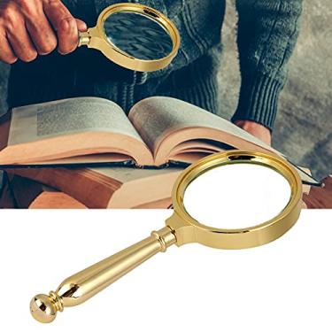 Imagem de Dioche Lupa Portátil 5X Lente Lupa para Leitura de Joias Reparo de Relógio Feito de Vidro de Liga de Zinco Com Bolsa de Pano Cor Bronze Dourado 65 Mm de Diâmetro (Ouro)