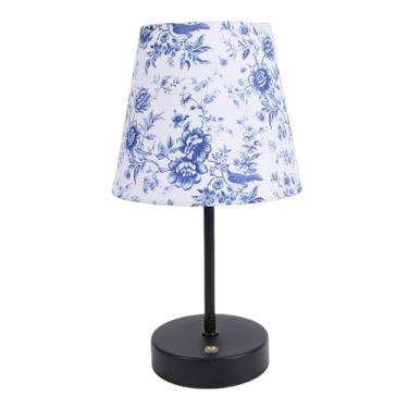 Imagem de Dpofirs Abajur Recarregável Sem Fio, Controle de Toque e Escurecimento Contínuo e 3 Cores, Luz Noturna Ambiente de Cabeceira para Mesa de Cabeceira, Berçário, Camping (Floral Azul)