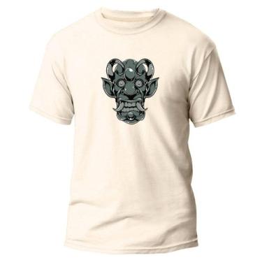 Imagem de Camiseta Basica Algodão Premium Estampada Máscara Hannya - Pavesi, Off
