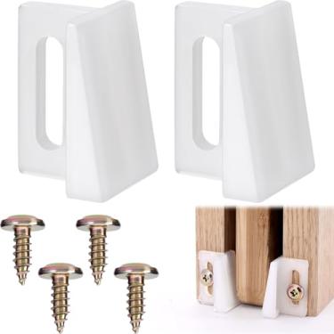 Imagem de Anyichend Pacote com 2 guias inferiores de porta de bolso, ferragens para porta deslizante de bolso universal, 0,76 × 0,170 cm guia inferior de piso de celeiro de plástico ferramentas montadas em