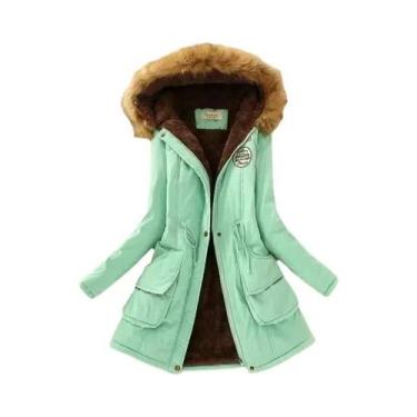 Imagem de Jaqueta De Algodão Feminina Para Outono E Inverno, Acolchoada, Com Cap