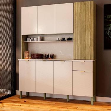 Imagem de Armario De Cozinha Compacta 8 Portas 1 Gaveta York - Freijó/vanilla/riscatto Freijó