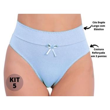 Imagem de Kit 5 Calcinha Algodão Cotton Reforçada Calçola Senhora Cós Duplo Alto