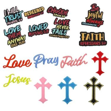 Imagem de Remendos de ferro para roupas, versículo da Bíblia bordado (colorido)