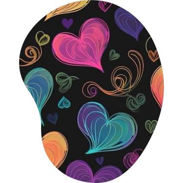 Imagem de Mouse Pad Ergonômico Gota Corações Neon Fundo Preto