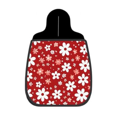 Imagem de Lixeira De Carro Organizador Lixinhocar Margaridas Brancas Fundo Vermelho