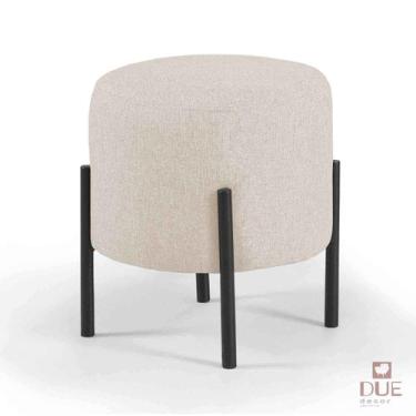 Imagem de Pufe Estilo Industrial Redondo Liverpool - Due Decor, Linho Nude