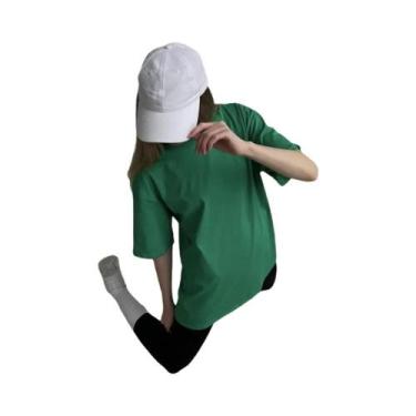 Imagem de Camisetas Básicas Oversized Femininas Em 21 Cores 100% Algodão Branco 