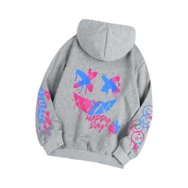 Imagem de Moletom Oversize Feminino Com Estampa De Grafite, Estilo Street Hip Ho