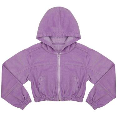 Imagem de Jaqueta Juvenil Look Jeans Cropped Veludo Lilás - LILAS - 12-Feminino