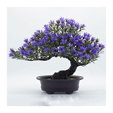 Imagem de Bonsai artificial para interior, árvore de bonsai artificial, decoração de plantas pequenas falsas, planta em vaso falso para sala de estar, mesa de casa, banheiro, quarto, escritório, simulação